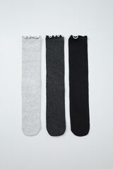 Women'secret Grey lurex 3-pack long socks grey
