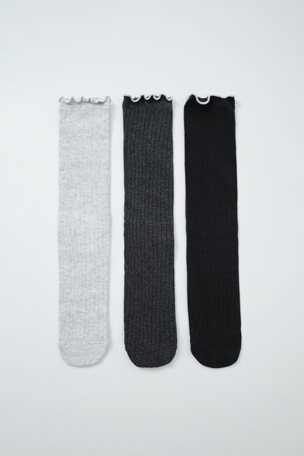 Women'secret Grey lurex 3-pack long socks grey