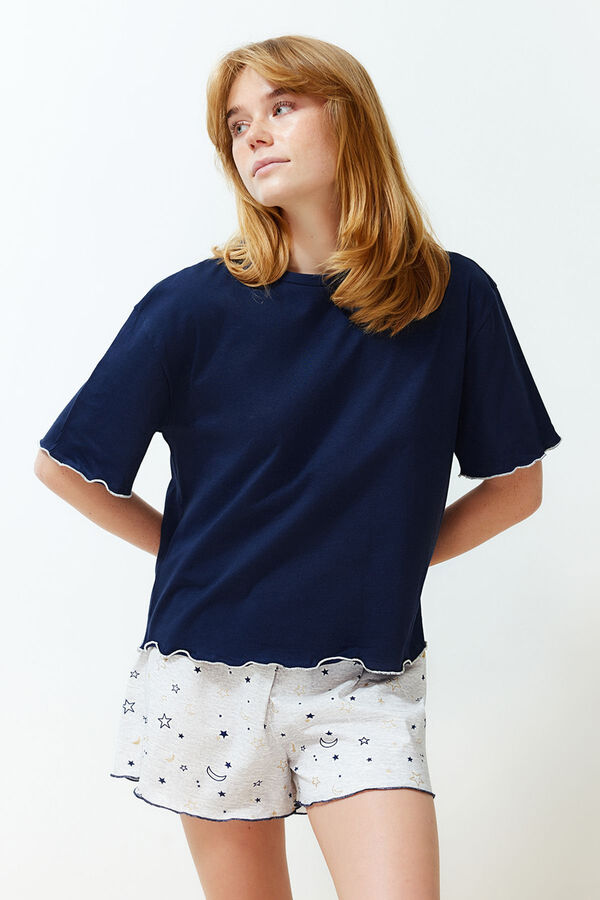 Trendyol Conjunto pijama corto volantes estrellas azul azul