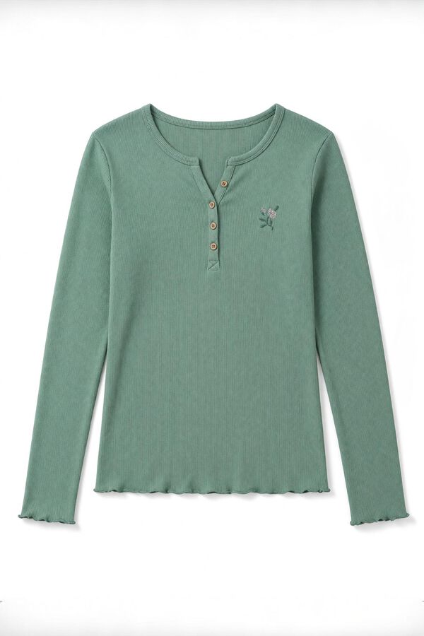 Women'secret Camiseta manga larga verde verde