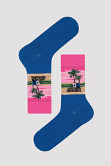Womensecret Men's Pink Sun Storage Socks with patterned plava