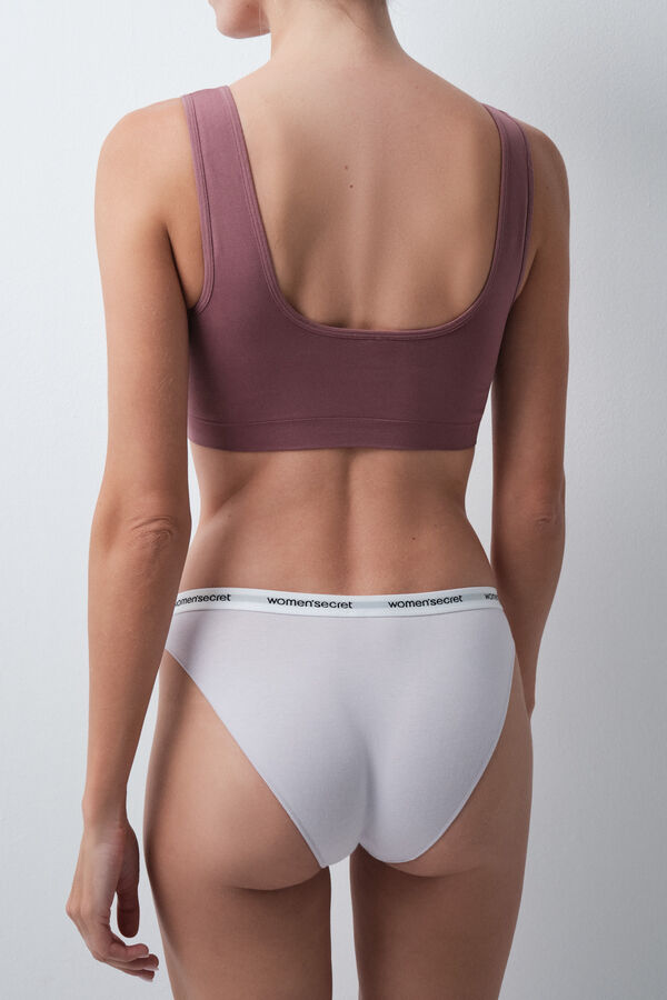 Women'secret Pack 7 bragas cl&aacute;sicas algod&oacute;n lisas logo blanc