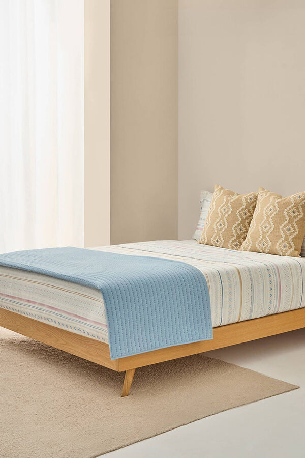 Textura Bedrucktes Satin-Bettlaken Blau