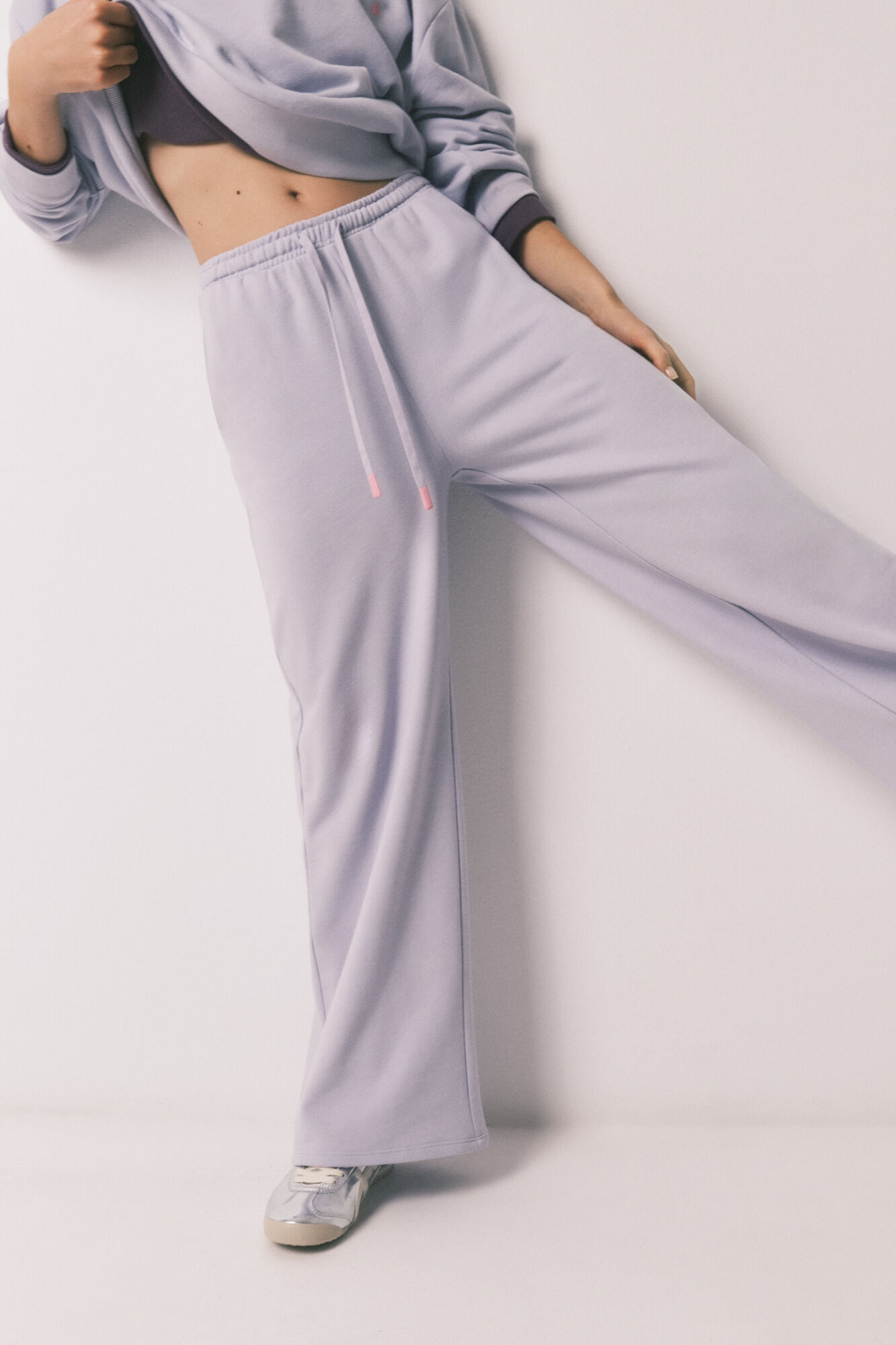HI&BYE Lilac fleece flare long trousers
