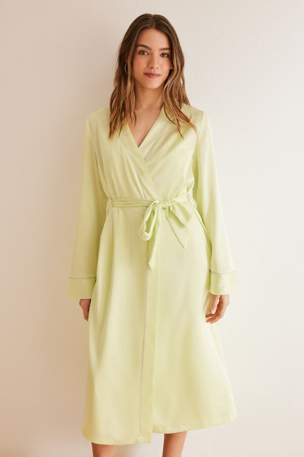 Womensecret Bata kimono satén verde verde