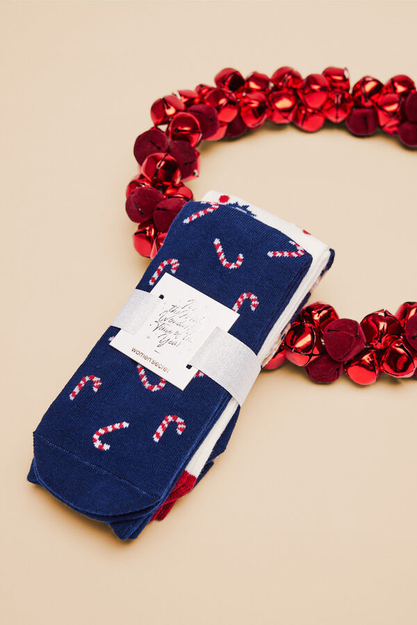 Womensecret Pakiranje od 3 para pamučnih čarapa Božić S uzorkom