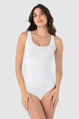 Leonisa Camiseta de control moderado con doble capa en abdomen blanco