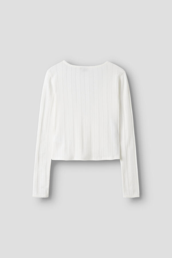 Lmtd Top punto manga larga cruzado con lazada blanco