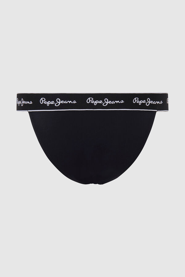 Womensecret Printed Logo Bikini Bottoms noir