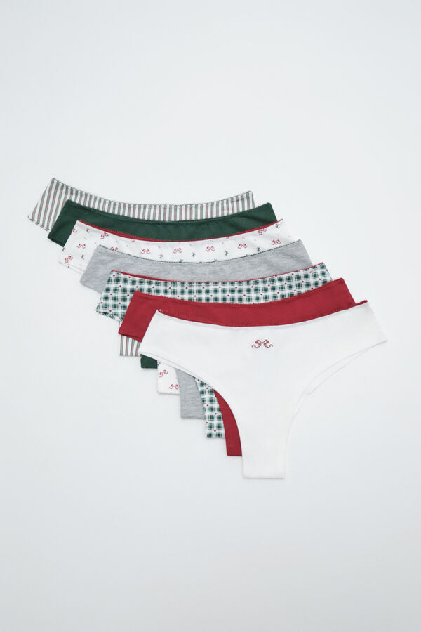 Women'secret Christmas print cotton 7-pack Brazilian panties printed