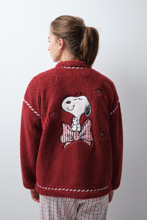 Women'secret Snoopy faux shearling short robe red