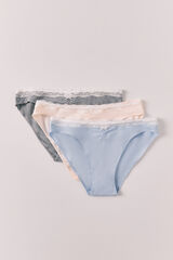 Women'secret Plain lace 3-pack classic cotton panties white