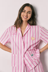 Women'secret Pink striped cotton classic pyjamas SmileyWorld&reg; pink