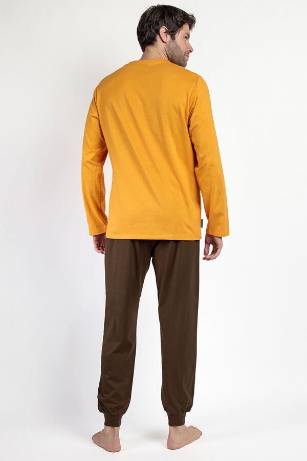 Admas Pijama largo Mandalorian 100% algod&oacute;n para hombre amarillo