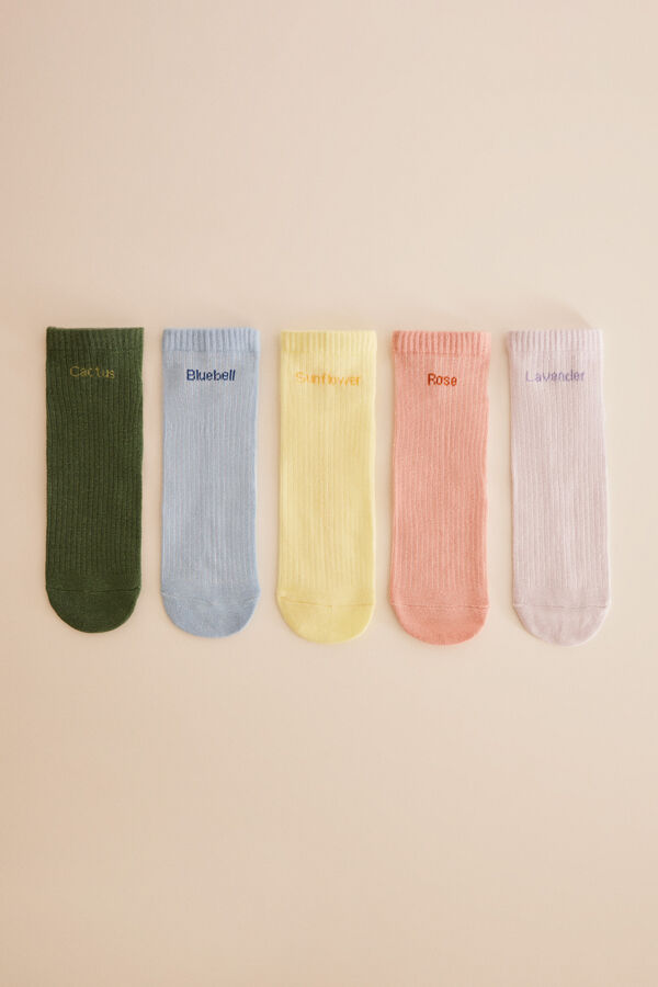 Womensecret 5er-Pack kurze Socken Baumwolle mehrfarbig mit Print
