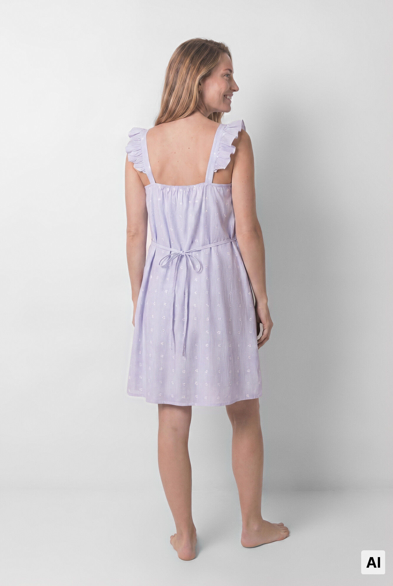 Women'secret Blue cotton maternity ruffle strap nightgown