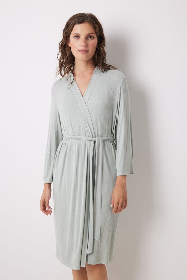 Womensecret Robe longo verde com soft touch verde