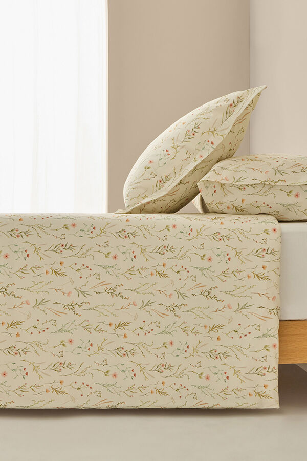 Textura Printed satin duvet case blanc
