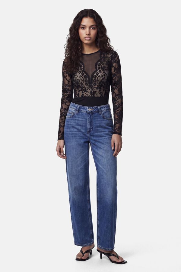 Pieces Lace long sleeve body noir