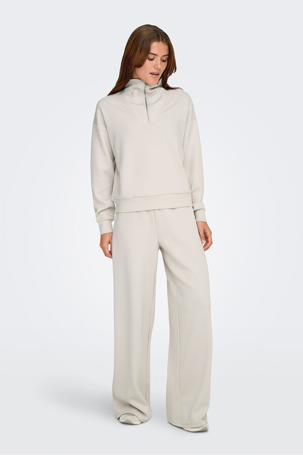 Only Play Sudadera zip cuello alto gris