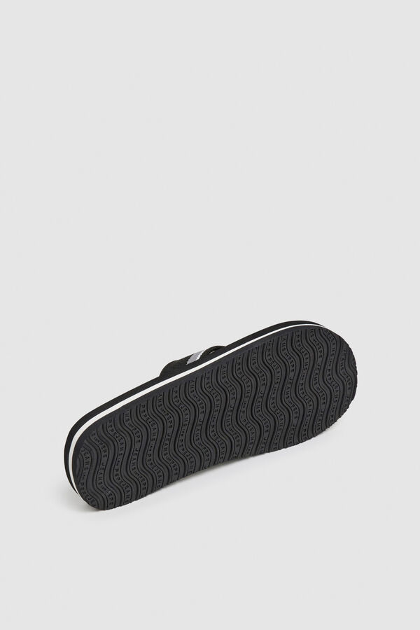 Pepe Jeans Striped two-tone fabric strap sandals black