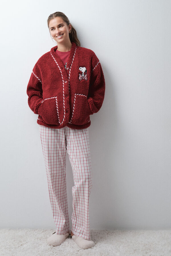 Women'secret Snoopy faux shearling short robe red
