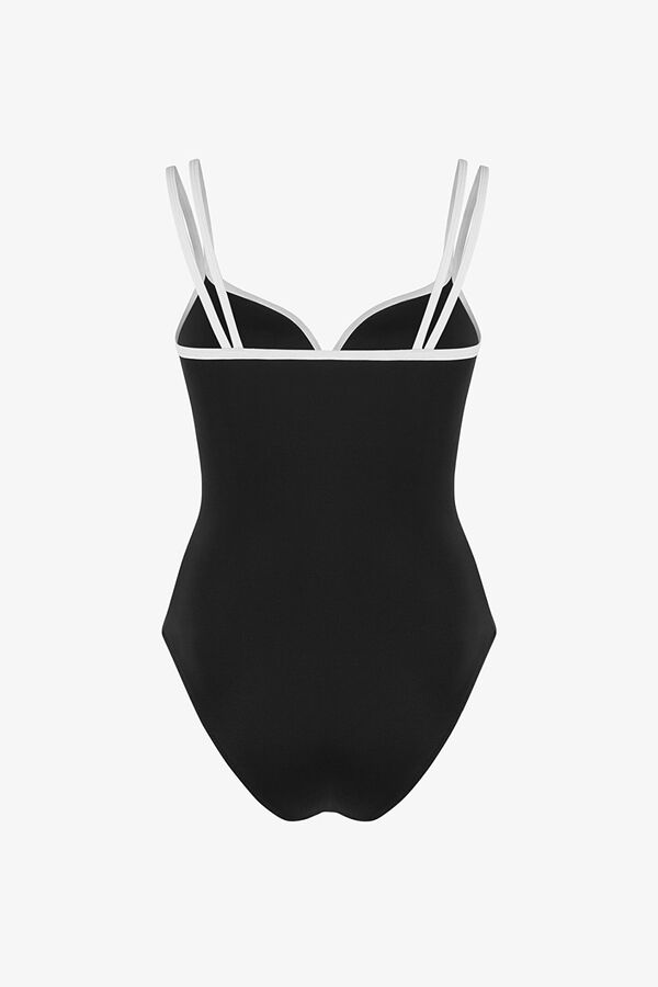 Penti Fato de banho B&W com debruns cl&aacute;ssico preto