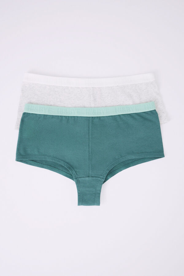 Womensecret Grey and green cotton boxers 2 