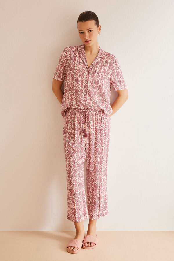Womensecret Classic pyjamas in all-over boho print brown