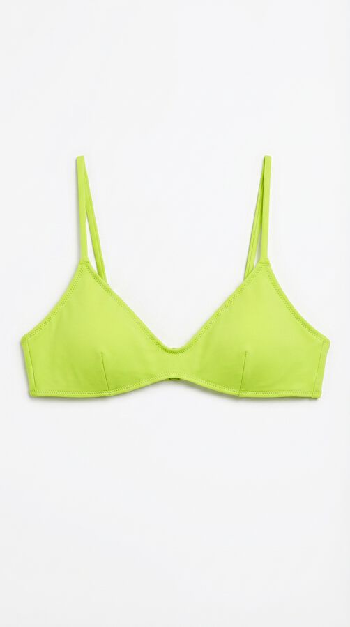 HI&BYE Haut bikini d&eacute;collet&eacute; en V uni jaune imprim&eacute;