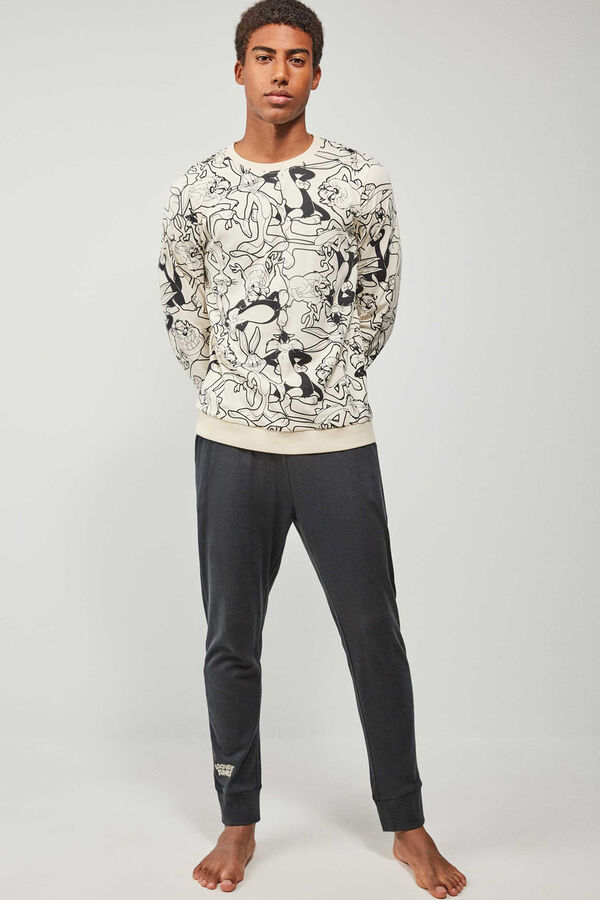 Gisela Pijama largo de hombre Looney Tones blanco