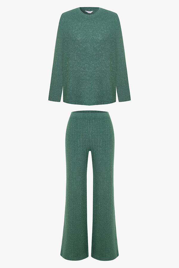 Penti Conjunto de pijama de manga comprida com gola redonda aconchegante verde