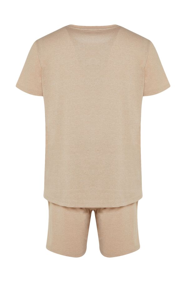 Trendyol Plain short pyjamas set brown