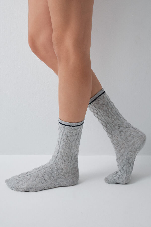 Women'secret Black lurex texture long socks black