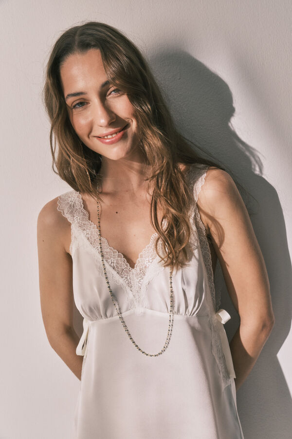 Women'secret Beige satin short pyjamas beige