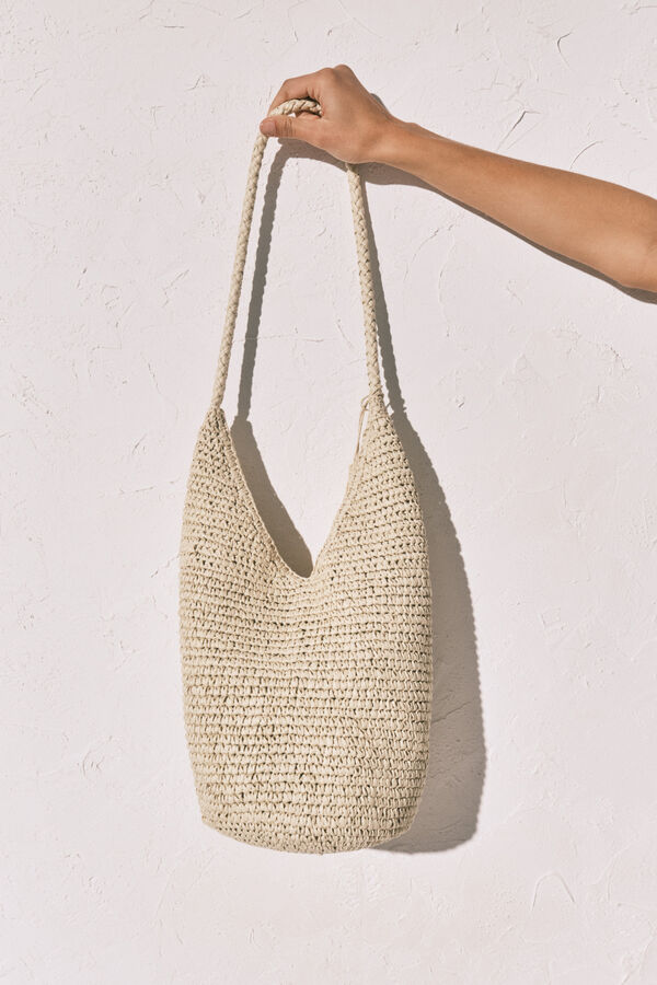 Women'secret Raffia bag with appliqu&eacute;s nude
