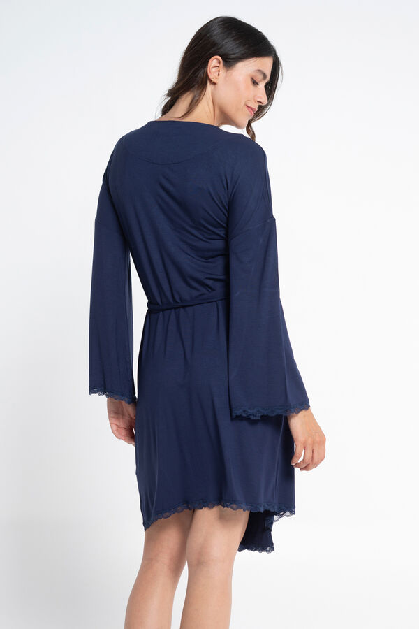 Ohma! Maternity robe with matching lace blue
