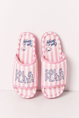 Women'secret Pink striped slippers printed
