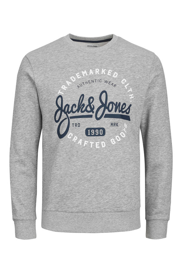 Jack & Jones Sudadera cuello redondo print logo grey