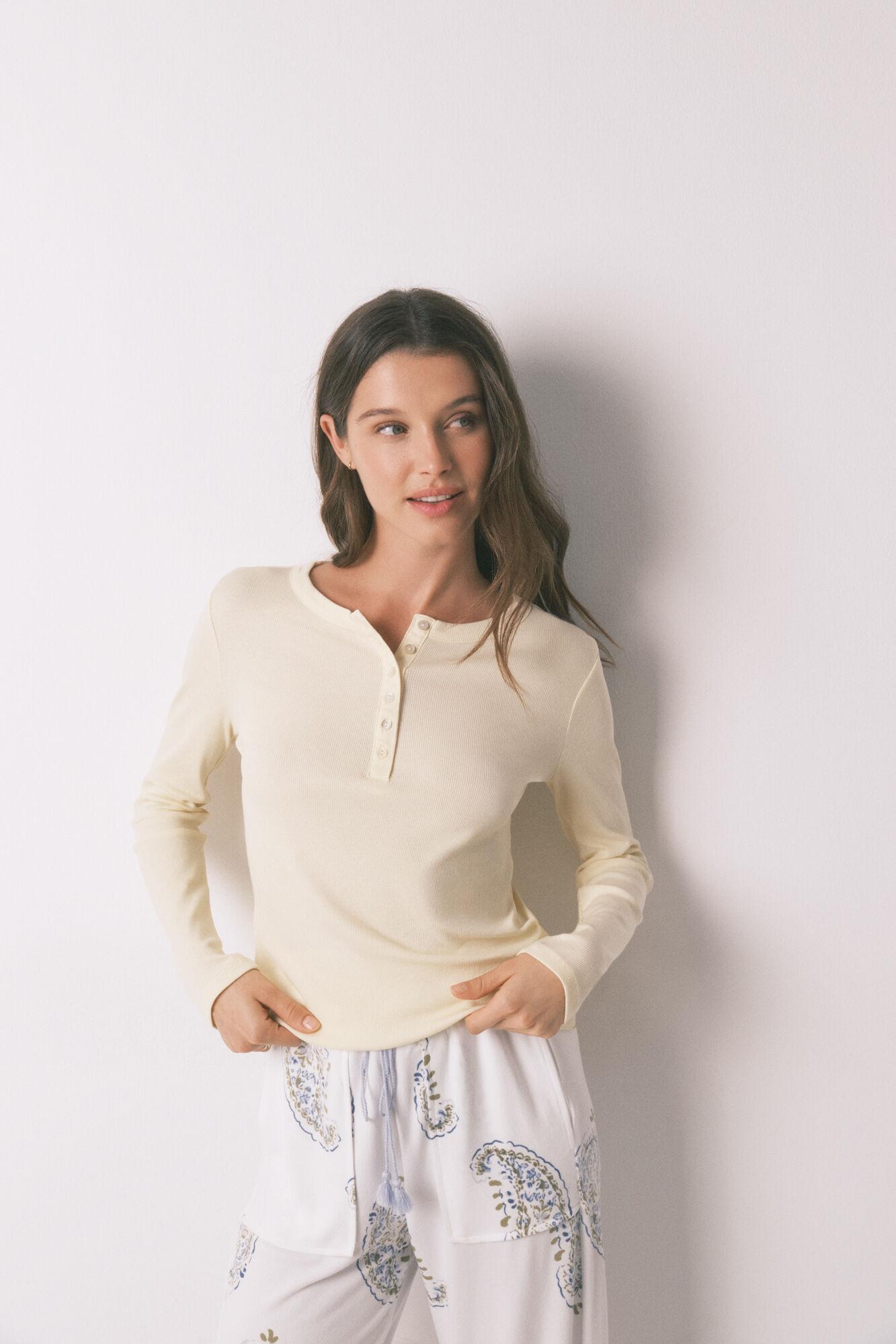 Women'secret Yellow cotton long sleeve T-shirt