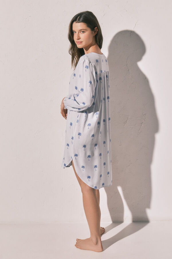 Women'secret Palm print striped short camisole blue