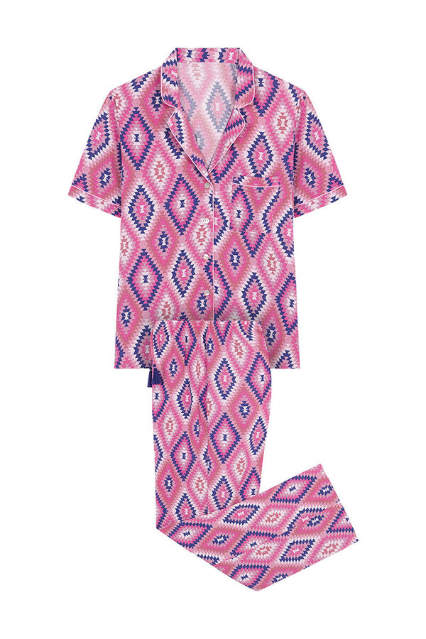Womensecret Pidžama košulja s etno uzorkom Ružičasta