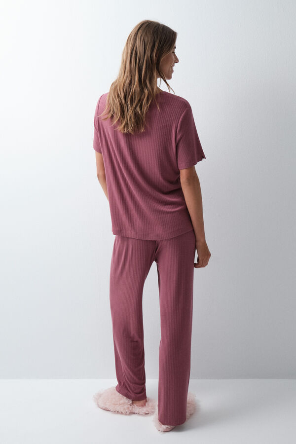 Women'secret Pyjama long manches courtes bordeaux imprim&eacute;