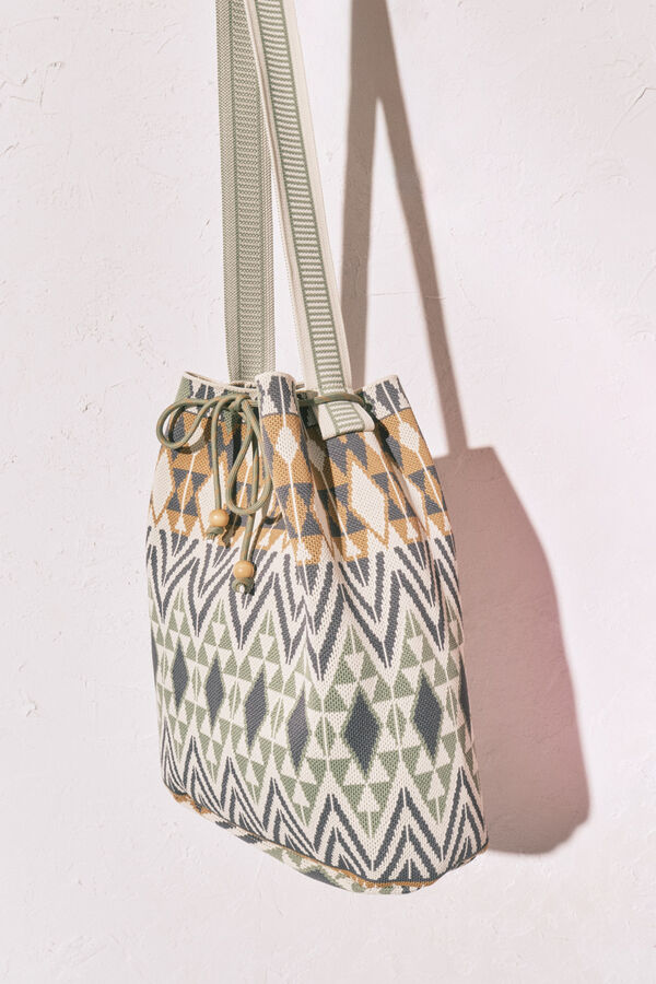 Women'secret Jaquard print pouch bag beige