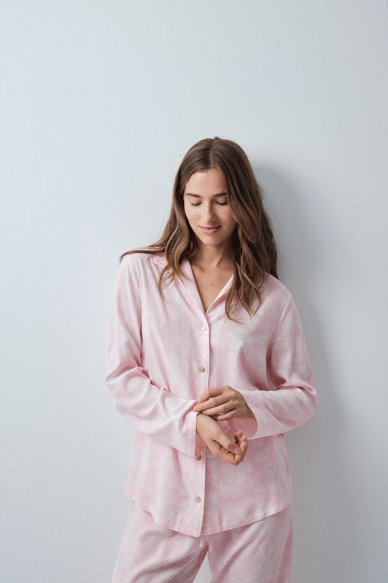 Women'secret Pijama comprido camiseiro estampado floral bicolor