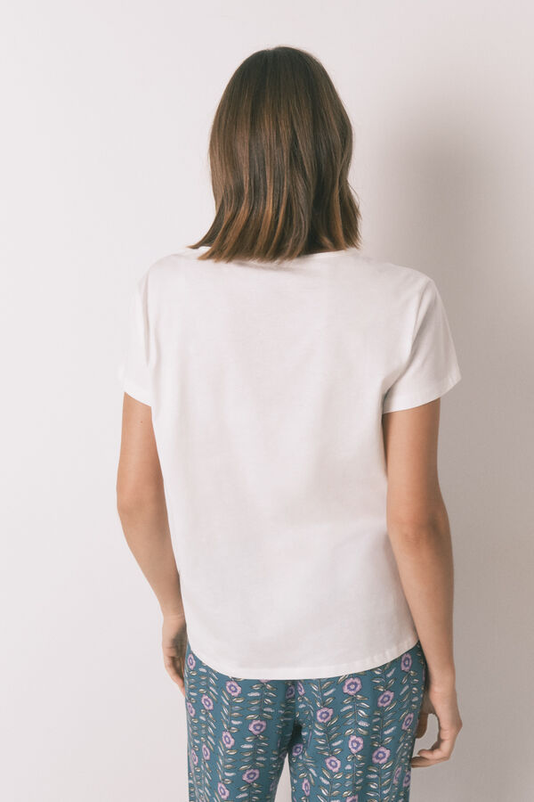 Women'secret 100% cotton white short sleeve T-shirt beige