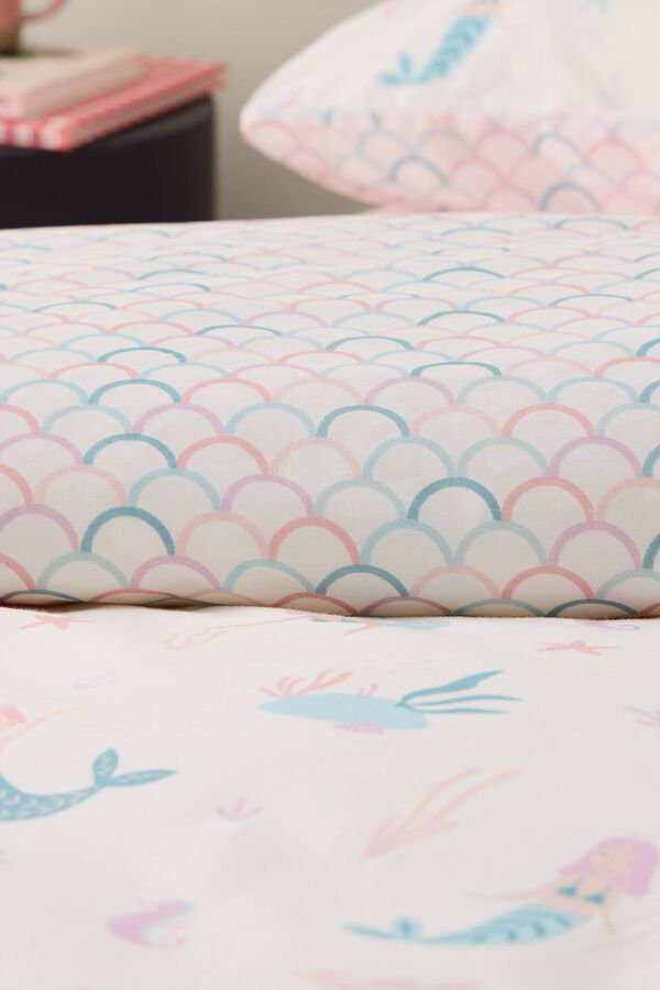 Textura Mermaid print duvet cover white
