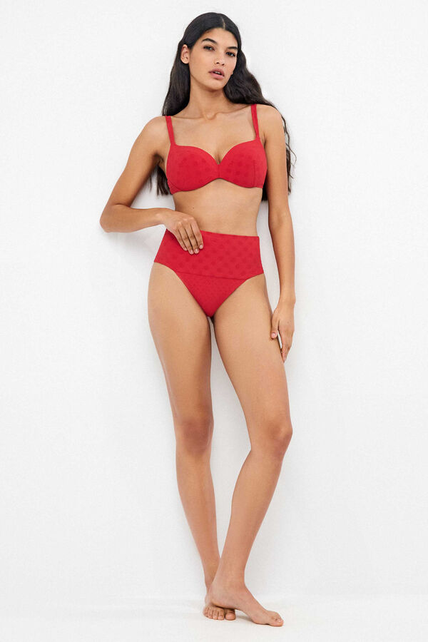 Gisela Jacquard-Bikini-Top mit Punkten und B&uuml;geln Rot