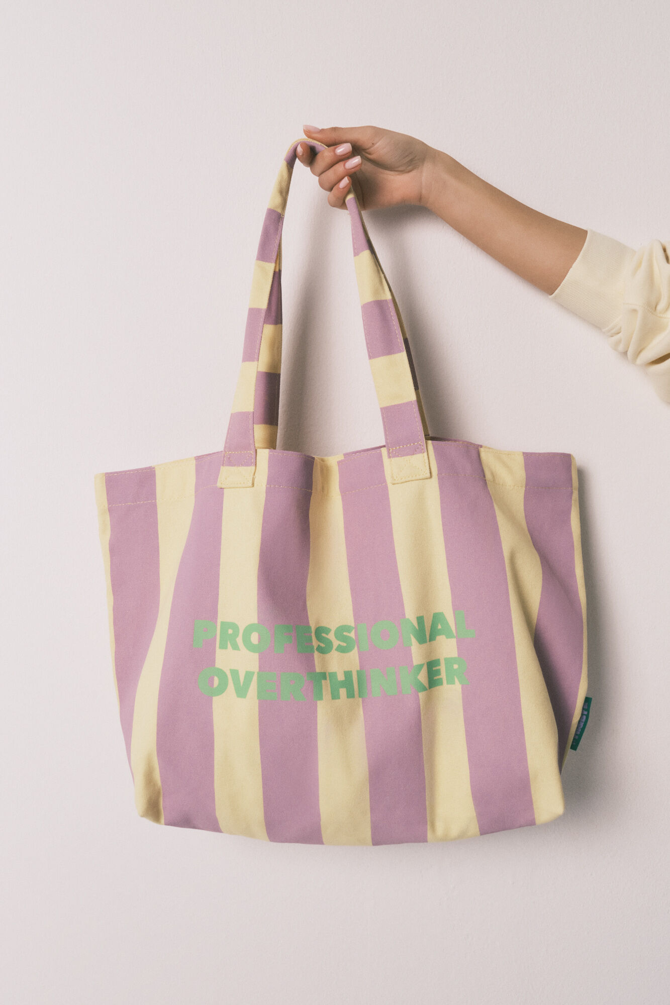 HI&BYE Lilac striped print tote bag
