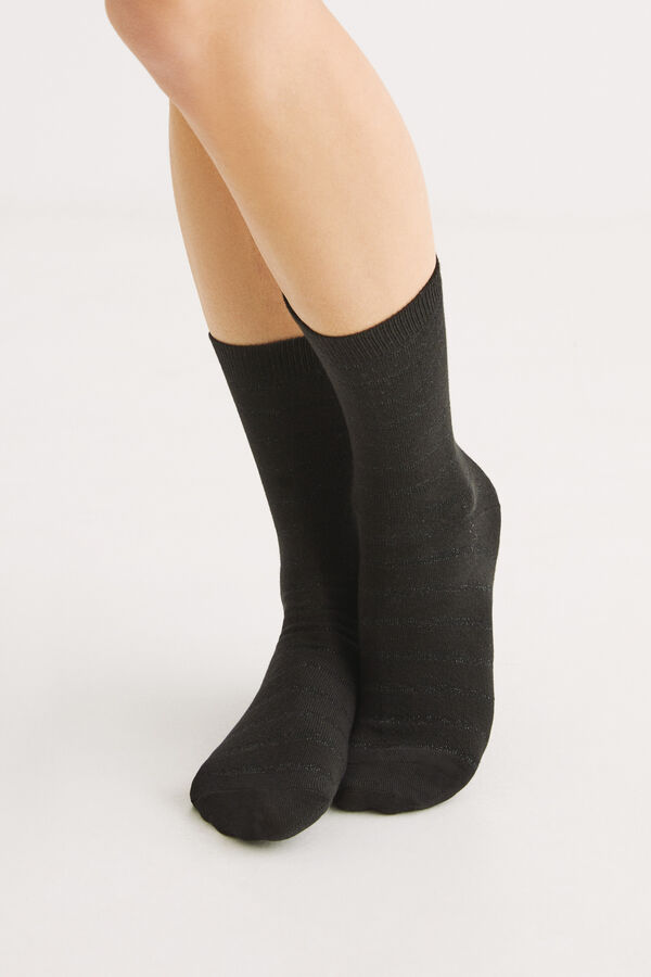 Womensecret 3-pack black cotton socks black